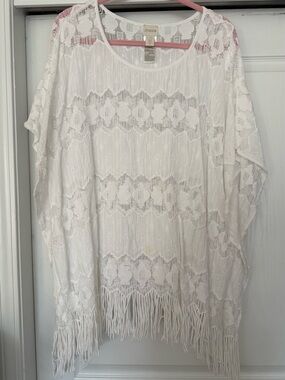 Chico's White Boho Lace with Fringe Detail